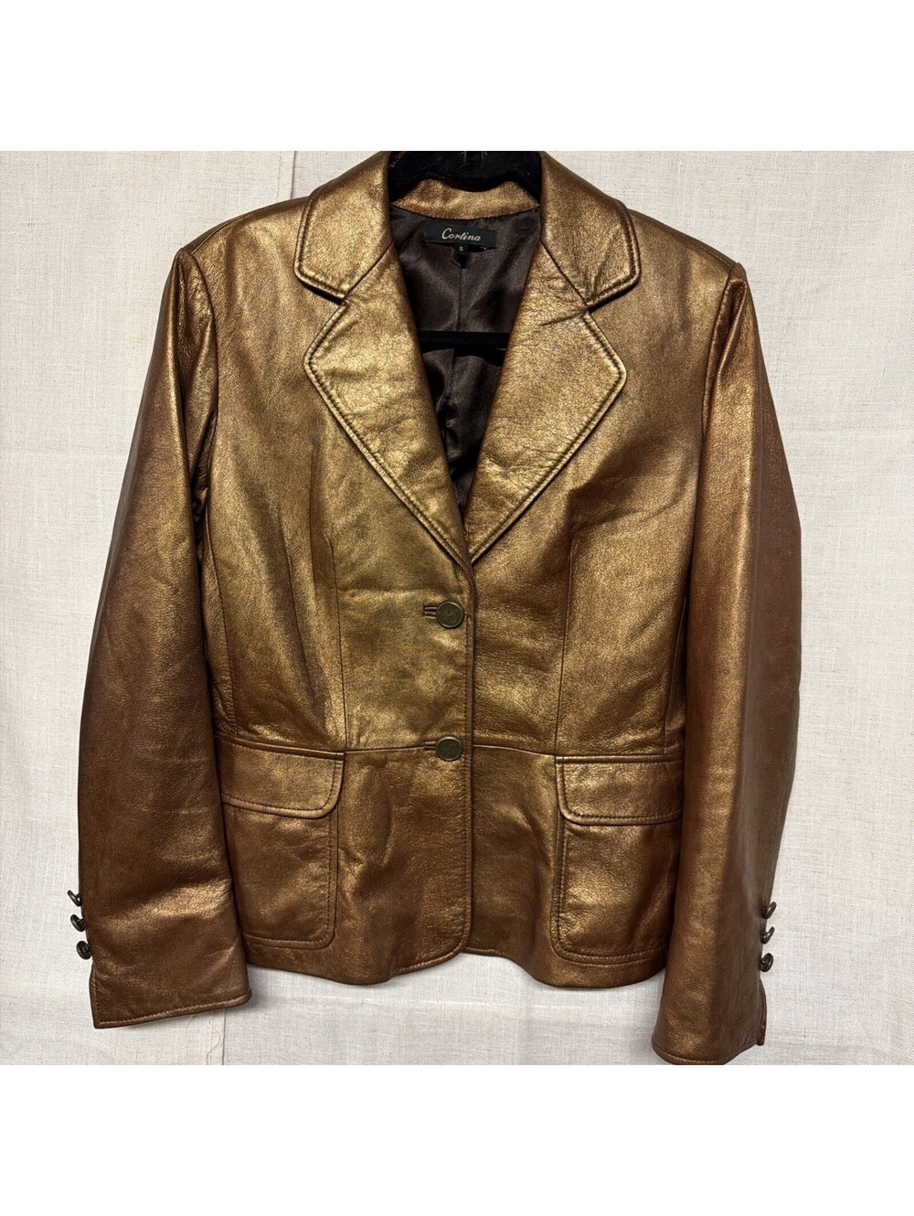 Bold Bronze Women's Genuine Leather Blazer Size S